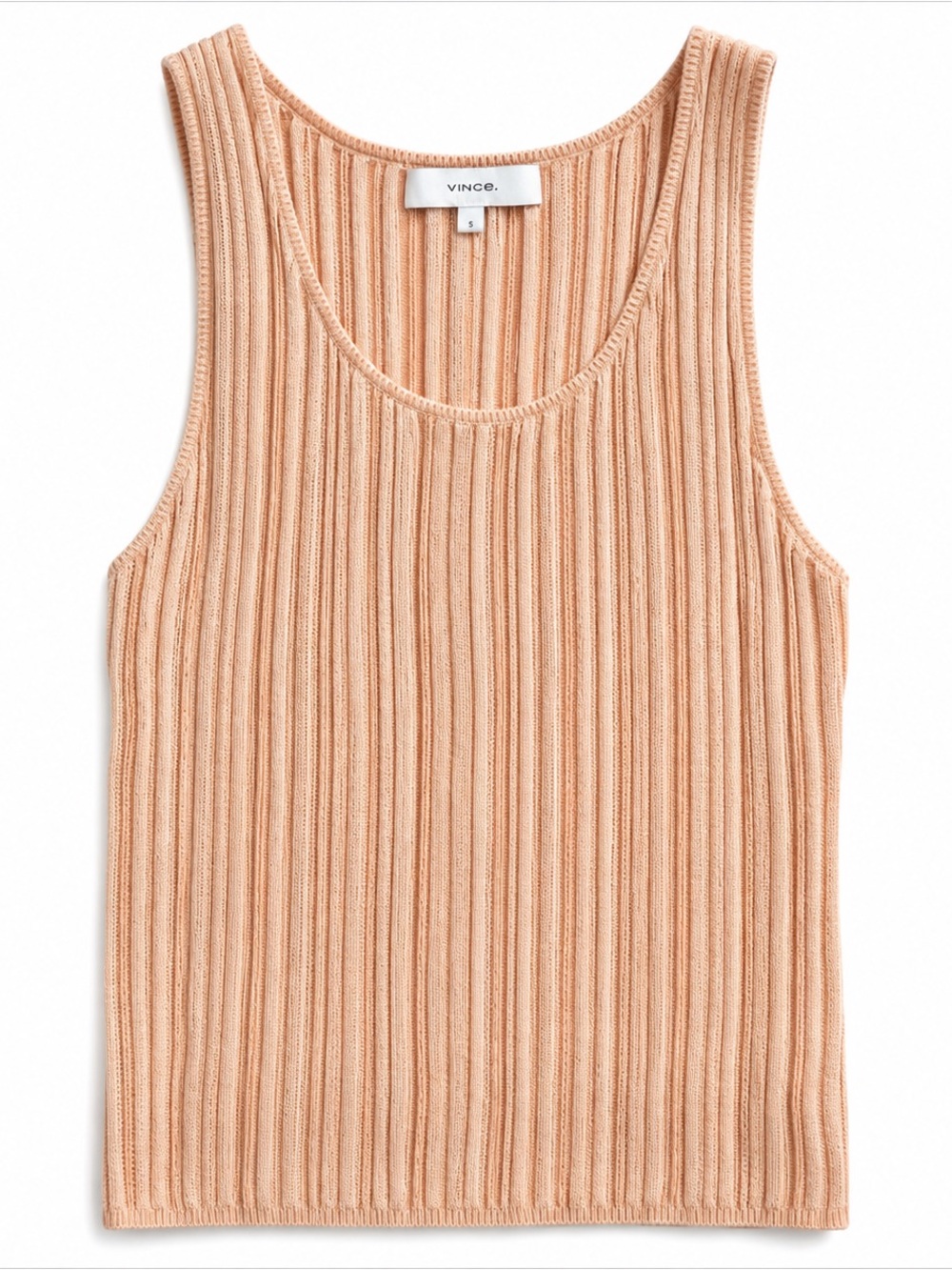 Vince Ribbed Tank Top in Peach